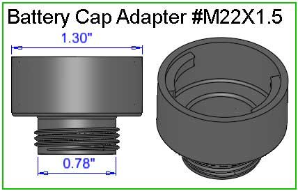 Battery vent cap adapter for batteries with M22x1.5 threads (metric).