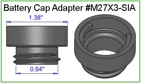 Battery vent cap adapter for batteries with M27x3 threads (metric).