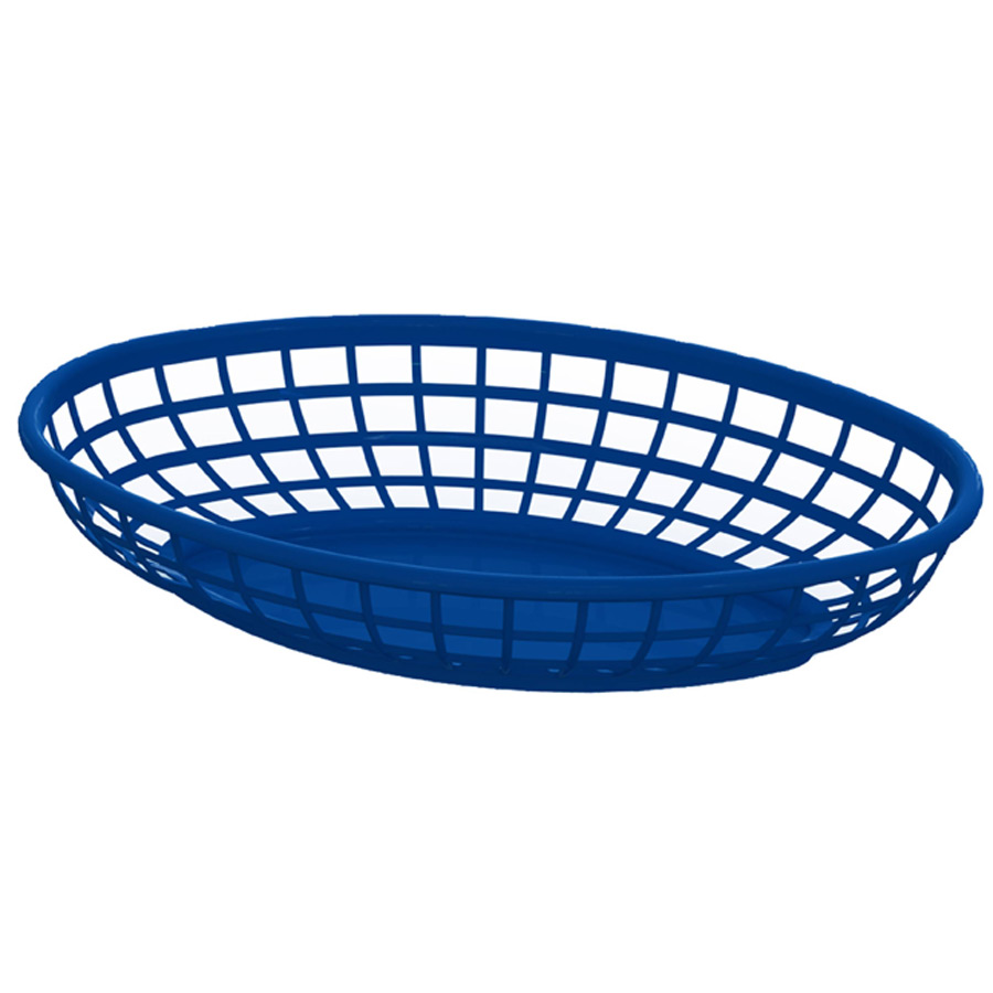 Central Exclusive Small Oval Black Plastic Serving Basket - 7 7/8L x 5 1/2W x 1 3/4H 13786