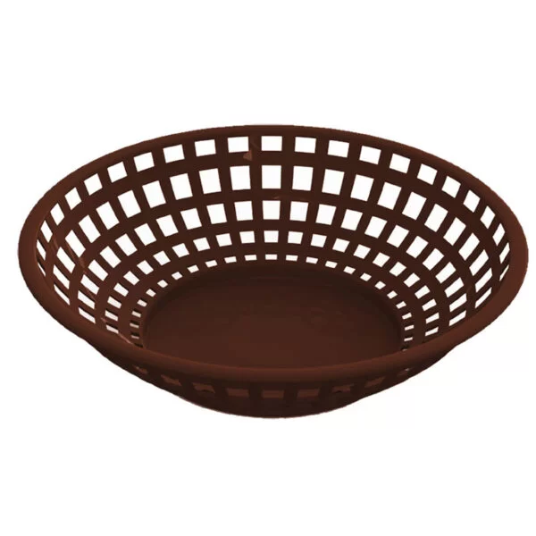 Round Plastic Food Serving Basket | Brown
