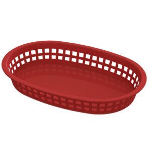 Oblong Plastic Food Serving Basket | Red