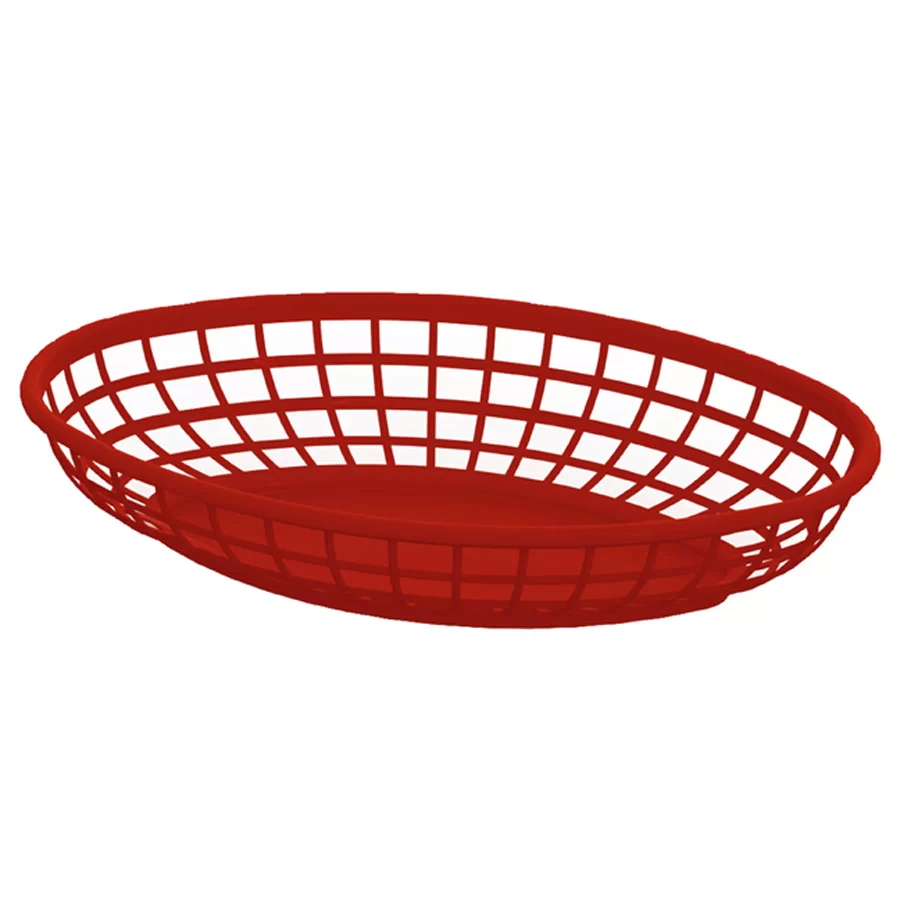 6X Olympia Polypropylene Oval Food Service Basket Red Catering Serving 