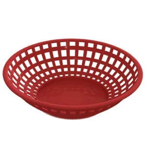 Red round food serving basket