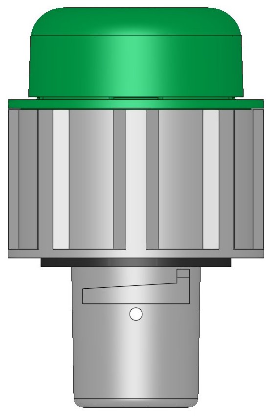 Side view of FLUX-1000 recombination cap