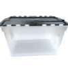 Side view of 15-Gallon clear storage tote with lids closed.