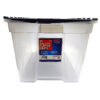 Front view of 15-Gallon clear storage container with lids closed.