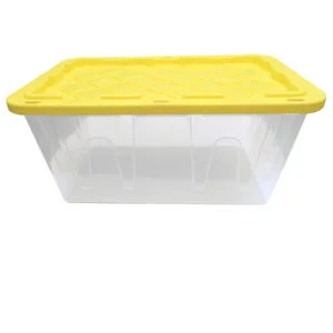 27-Gallon Clear Storage Container with Yellow Lid.