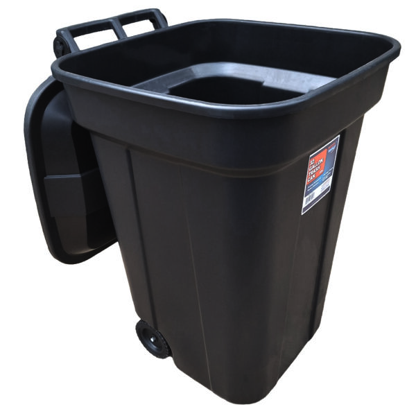 32-Gallon Trash Can right side angled view with open lid