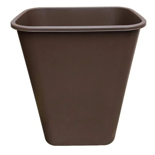 41 Quart Brown Wastebasket front iso view