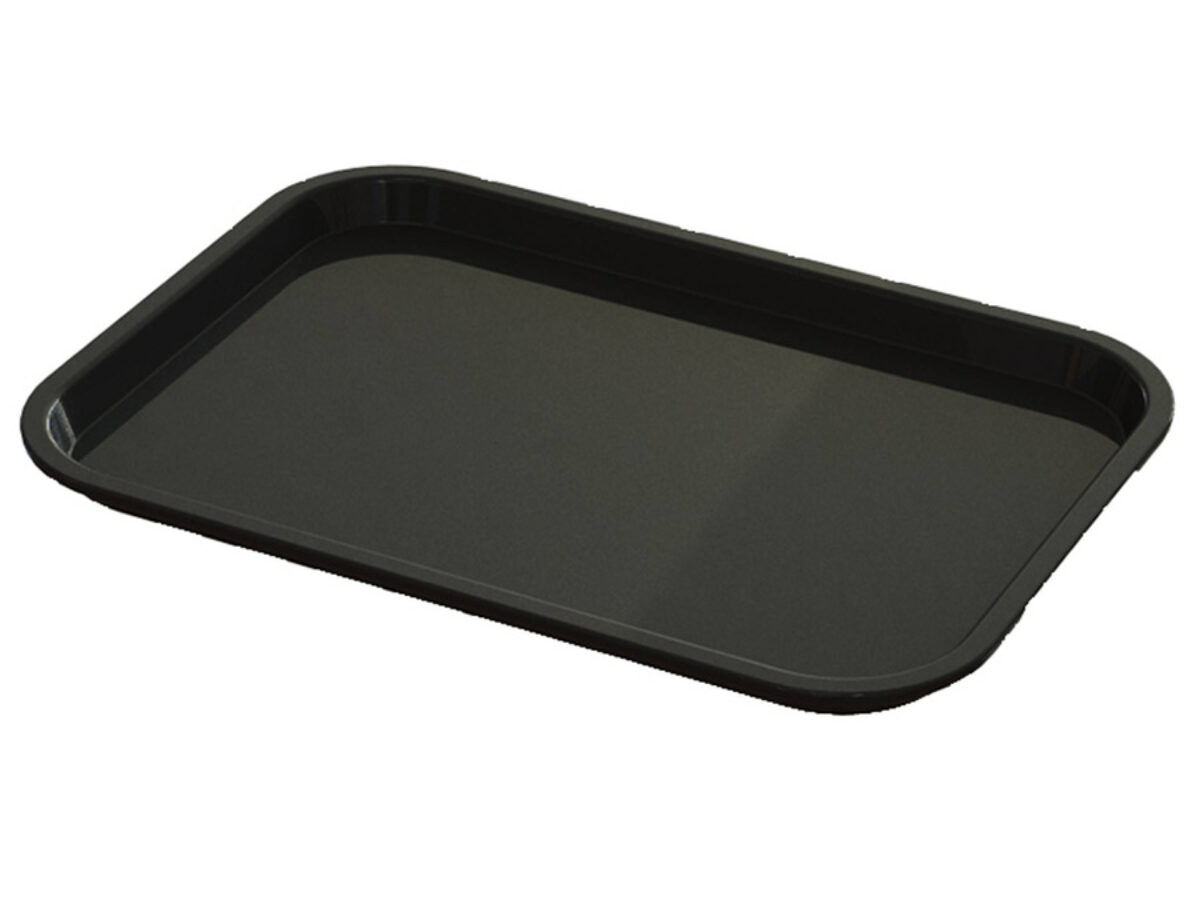 12 x 16 Black Rectangular Plastic Restaurant Serving Trays,  NSF-Certified, Fast Food Tray, 12/Pack