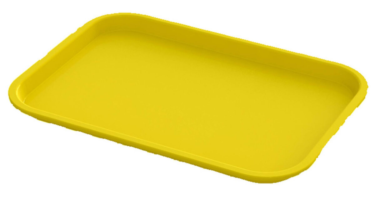 14 x 18 Yellow Rectangular Plastic Restaurant Serving Trays,  NSF-Certified, Fast Food Tray, 12/Pack